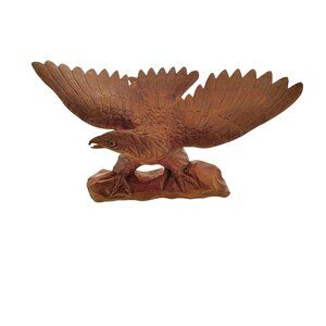 Eagle Wood Vintage Sculpture Hand Carved Large Bird In Flight Home Decor